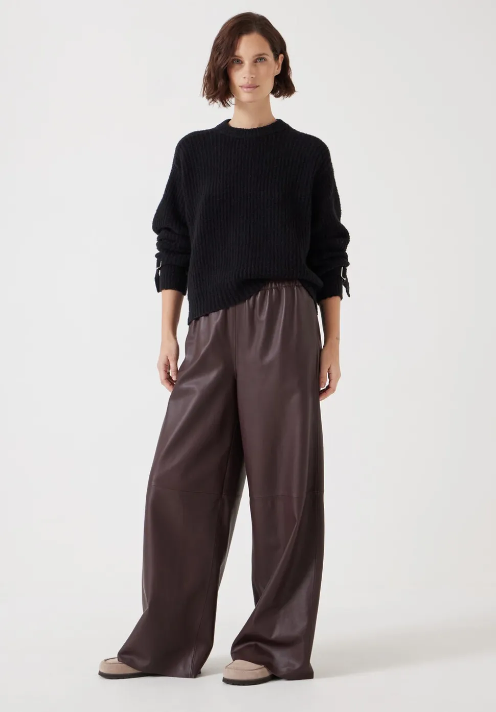 Tie and Buckle Detail Textured Knitted Jumper