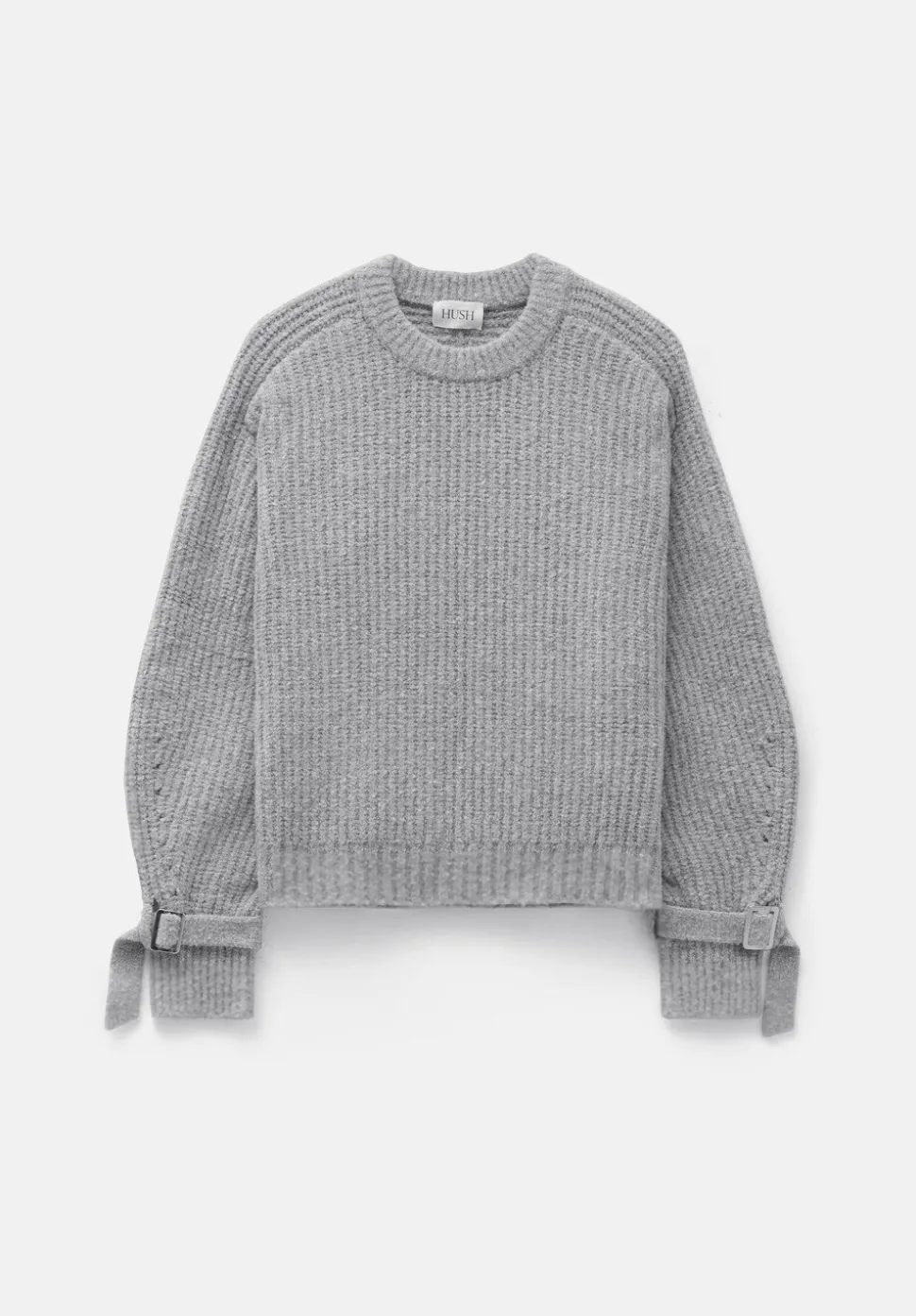 Tie and Buckle Detail Textured Knitted Jumper