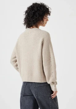Tie and Buckle Detail Textured Knitted Jumper