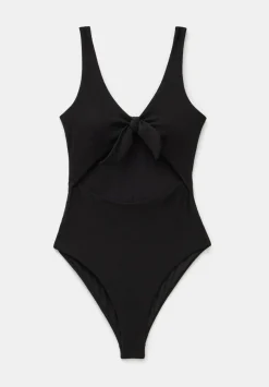 Tie Front Texture Swimsuit