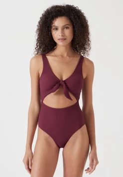Tie Front Texture Swimsuit