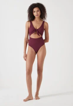 Tie Front Texture Swimsuit