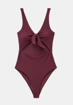 Tie Front Texture Swimsuit