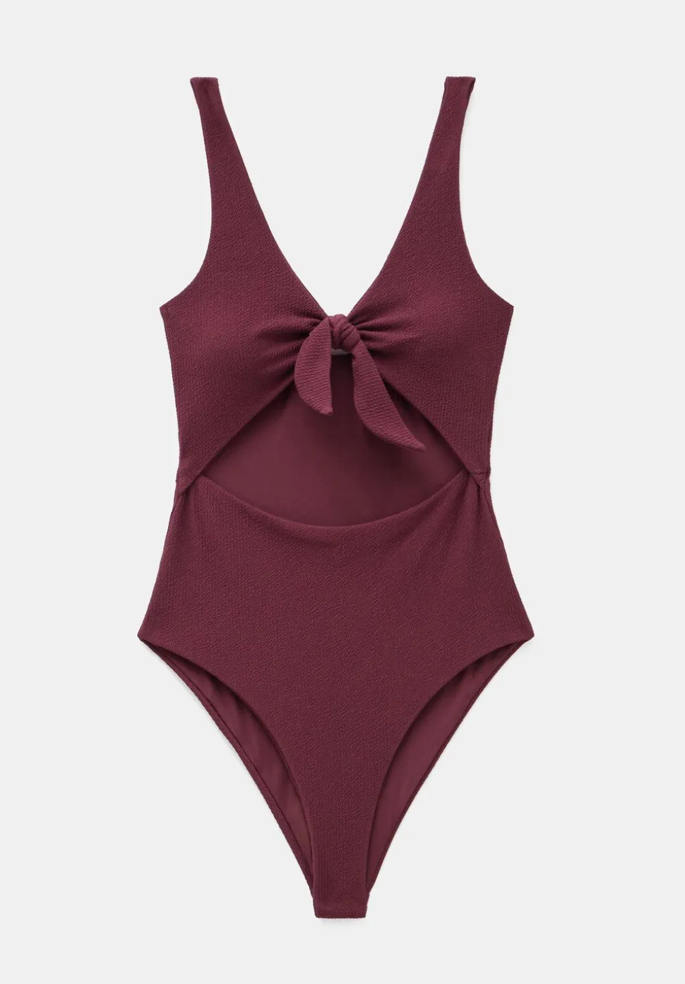 Tie Front Texture Swimsuit
