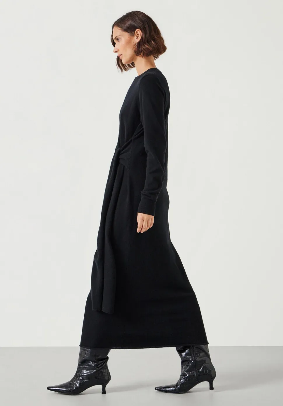 Tilly Tie Waist Merino Wool Midi Dress