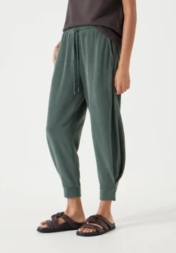 Towelling Barrel Leg Pleat Joggers