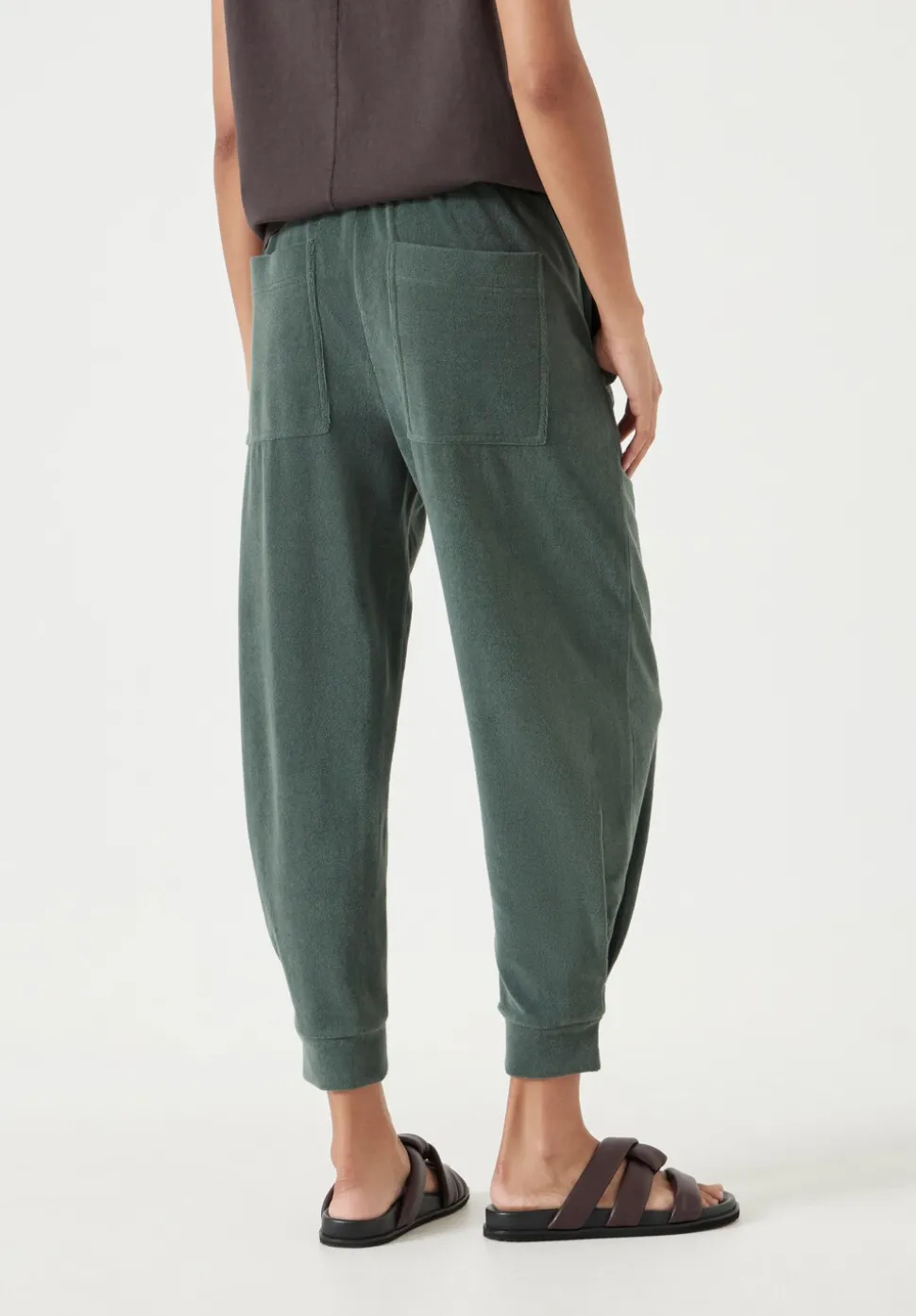 Towelling Barrel Leg Pleat Joggers