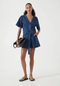 V Neck Denim Playsuit