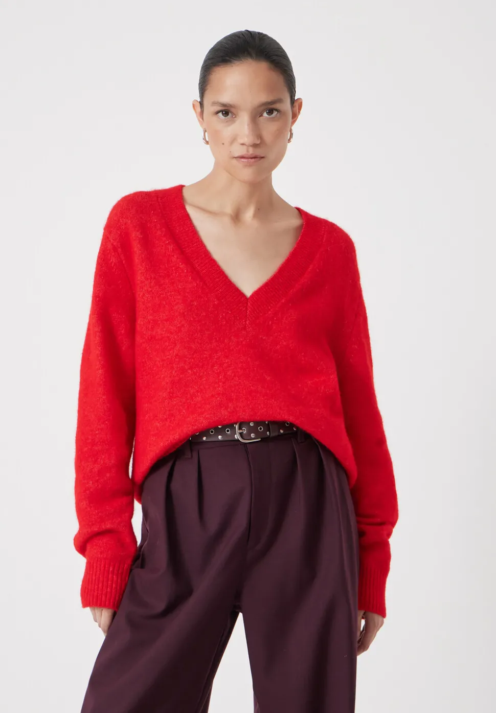 V Neck Wool Blend Jumper