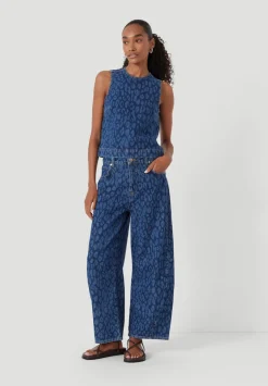 Valerie Leopard Print Denim Shell Top