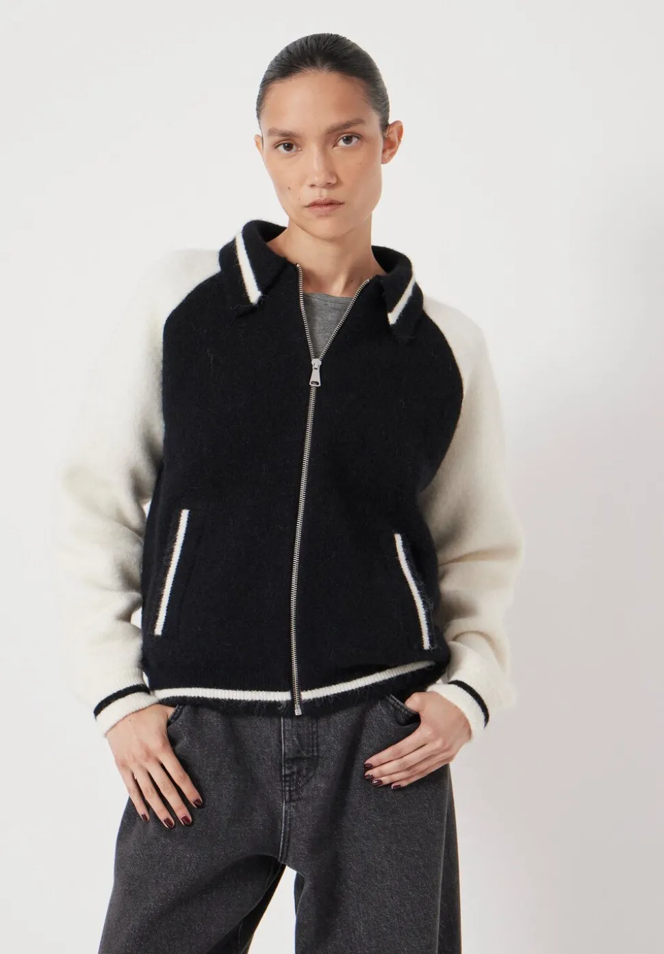 Varsity Logo Wool Blend Bomber Jacket