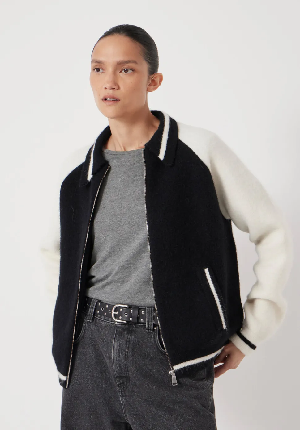 Varsity Logo Wool Blend Bomber Jacket