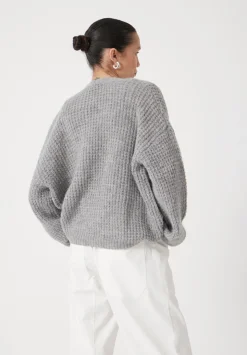 Waffle Stitch Wool Blend Edge to Edge Cardigan