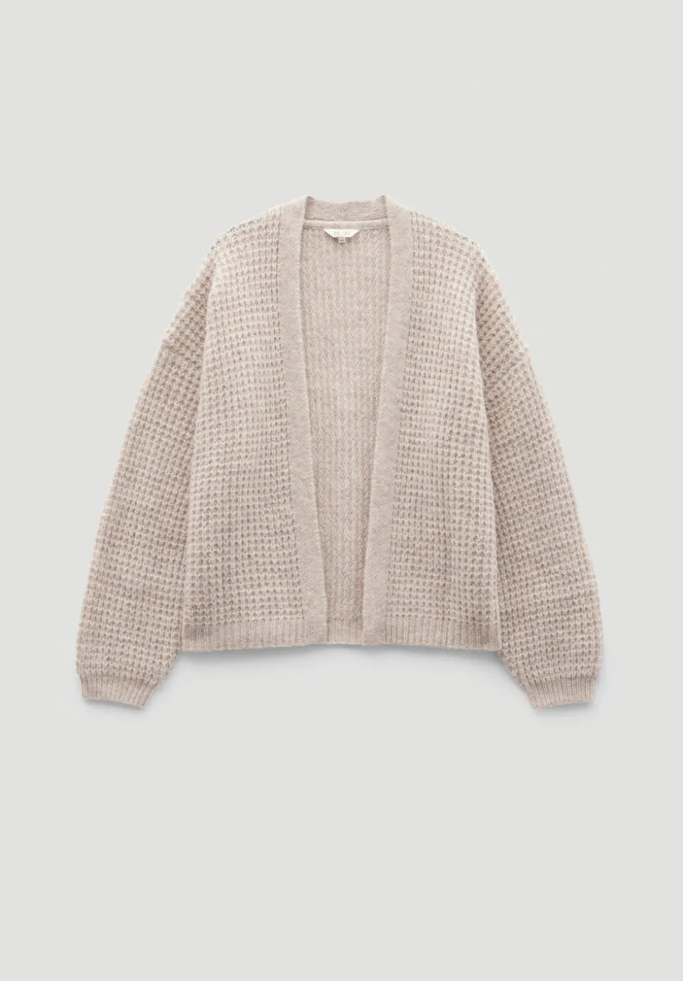 Waffle Stitch Wool Blend Edge to Edge Cardigan