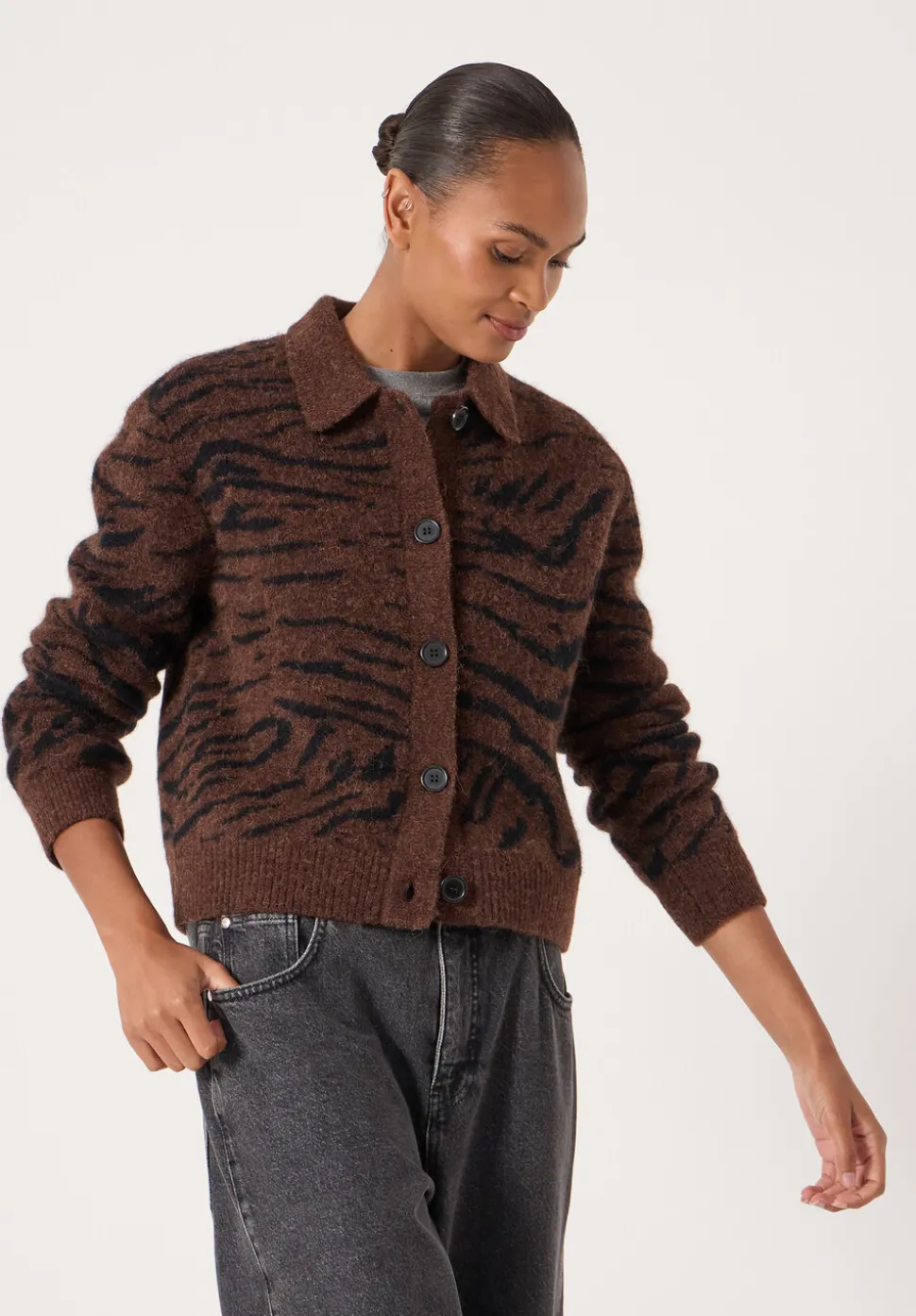 Wool Blend Tiger Jacquard Shirt Jacket