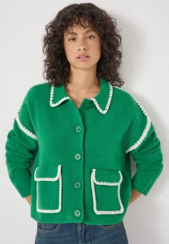 Wool Blend Whipstitch Trim Shirt Jacket