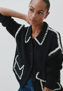 Wool Blend Whipstitch Trim Shirt Jacket