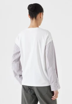 Woven Mix Long Sleeve T-Shirt