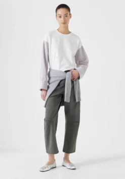 Woven Mix Long Sleeve T-Shirt