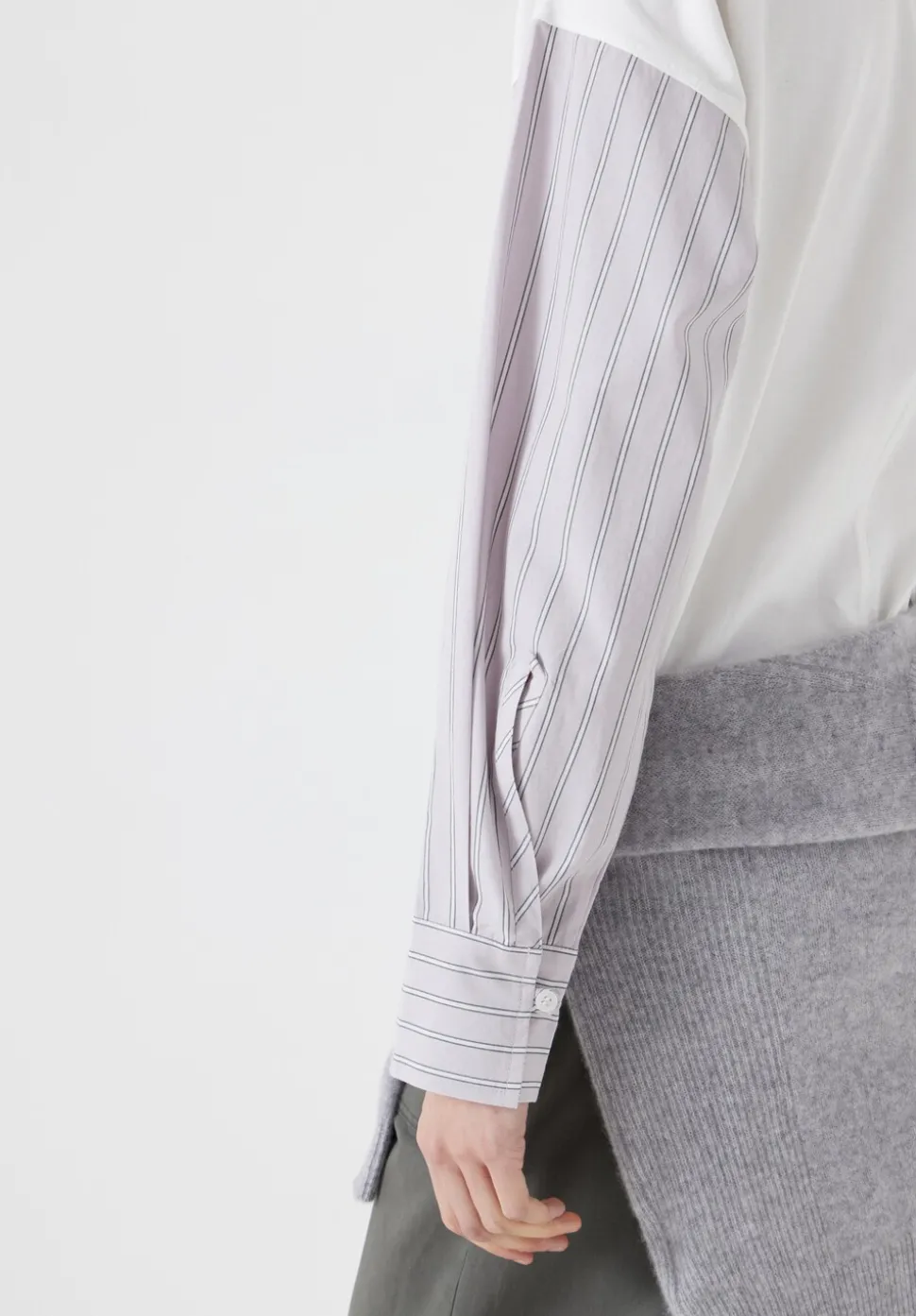 Woven Mix Long Sleeve T-Shirt