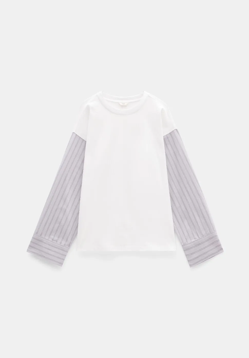 Woven Mix Long Sleeve T-Shirt