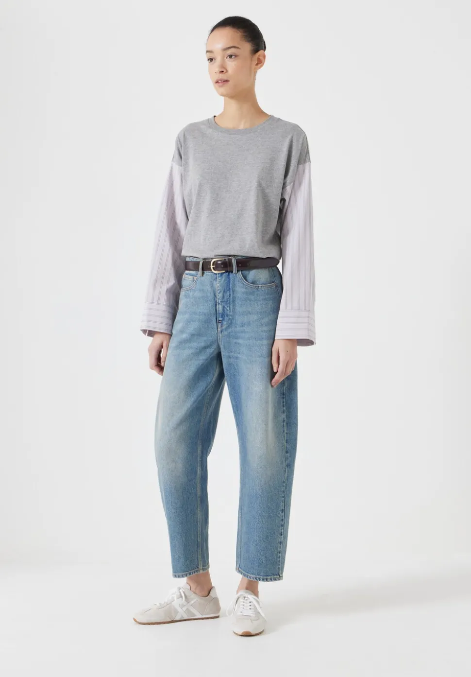 Woven Mix Long Sleeve T-Shirt