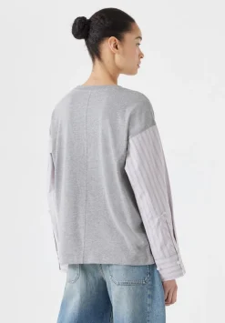 Woven Mix Long Sleeve T-Shirt