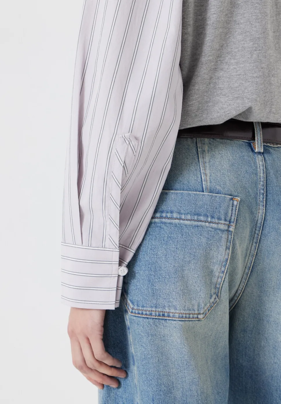 Woven Mix Long Sleeve T-Shirt