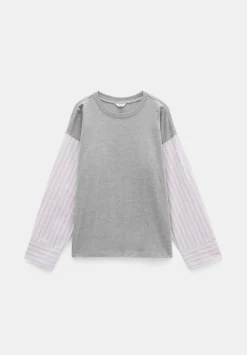 Woven Mix Long Sleeve T-Shirt