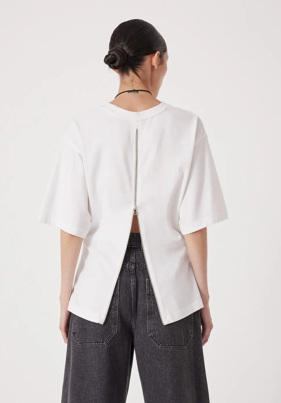 Zip Back Cotton T-Shirt