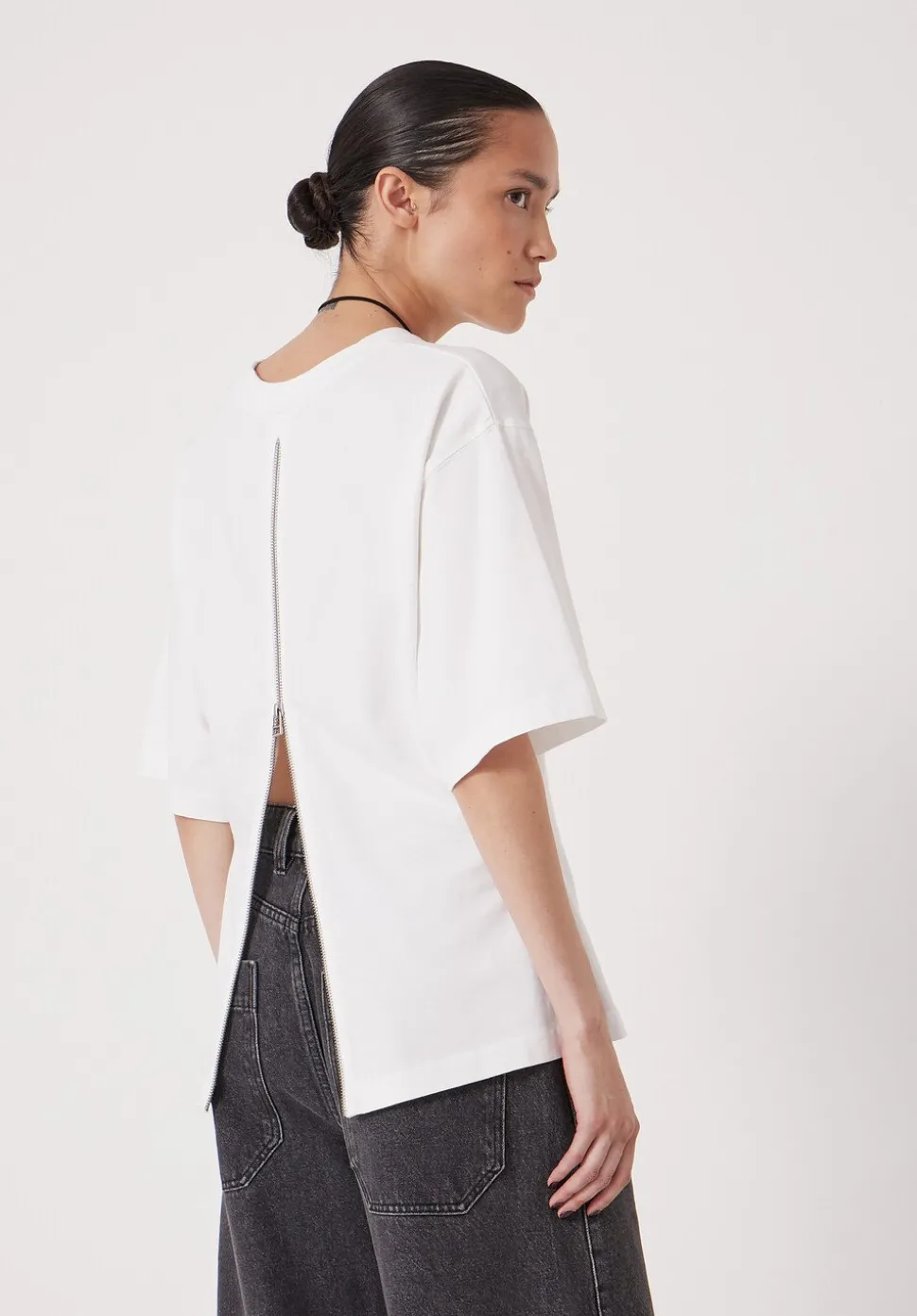 Zip Back Cotton T-Shirt