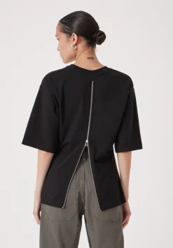 Zip Back Cotton T-Shirt