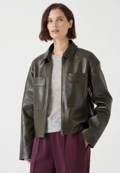 Zip Front Leather Jacket
