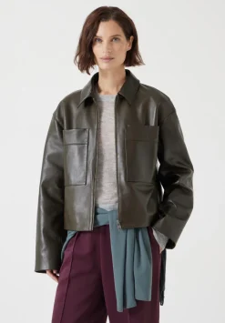 Zip Front Leather Jacket