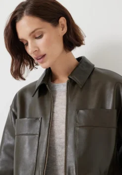Zip Front Leather Jacket