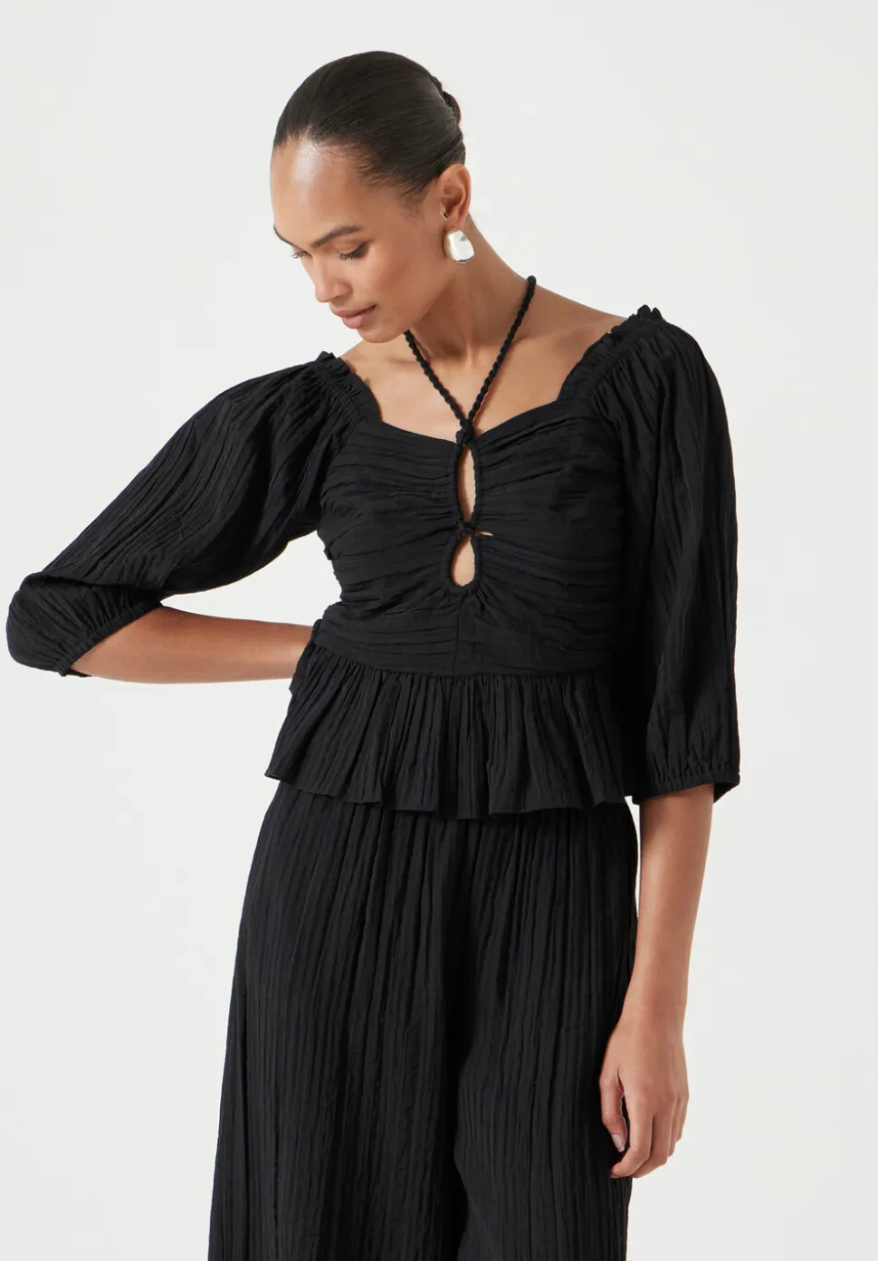 Zoe Crinkle Peplum Top